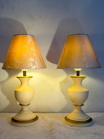 Laura Ashley - Tafellamp (2) - Hout, Staal, Textiel - Set