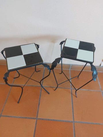 Bijzettafel - Smeedijzer - Set van twee tafels