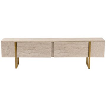 Evila TV-meubel - Goudkleurig/Beige - Nieuw/Ongebruikt -, Verzenden, 150 tot 200 cm, Nieuw, Scandinavisch