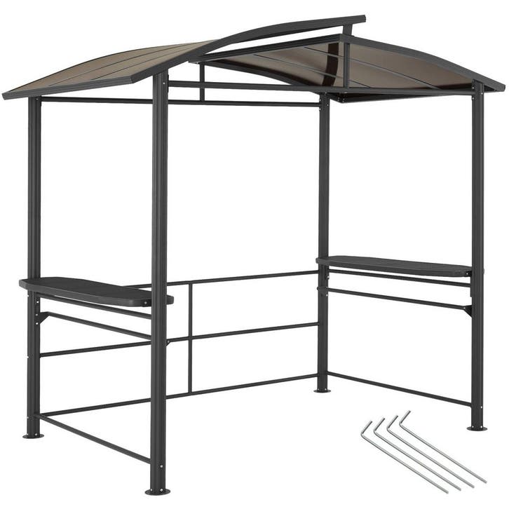 tectake Barbecue-overkapping Asado 2,4x1,5x2,34m - grijs, Tuin en Terras, Partytenten, Verzenden