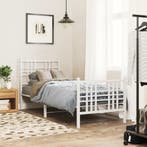 vidaXL Bedframe met hoofd- en voeteneinde metaal wit 80x200, Verzenden, Nieuw