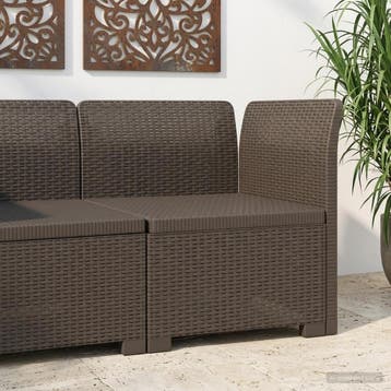 vidaXL Eén-zits Tuin Sofa Rieten Look PP Lichtgrijs, Verzenden