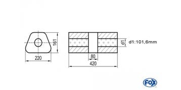 FOX Uni-geluiddemper trapeziumvormig zonder mof met kamer -, Auto-onderdelen, Verzenden, Nieuw