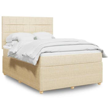 vidaXL Boxspring met matras stof crèmekleurig 160x200 cm, Verzenden