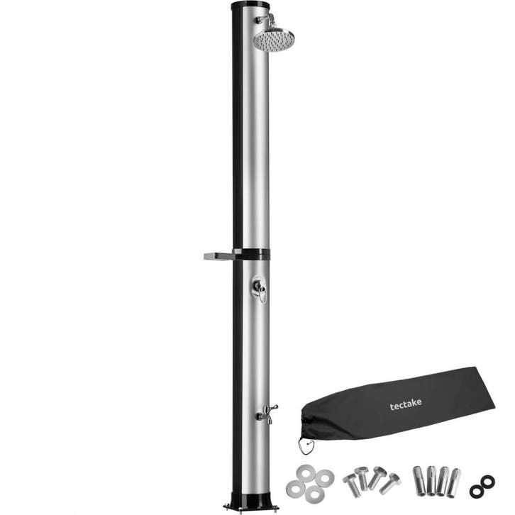 tectake Zonnedouche Orinoco 40 l - zwart/zilver, met bescher, Bricolage & Construction, Sanitaire, Envoi