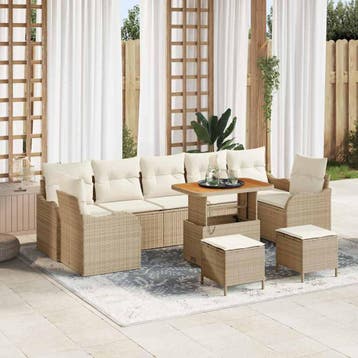 vidaXL Tuinbank Set 10 st 9-Aantal zitplaatsen Beige en, Verzenden