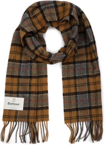 Barbour Sjaal Tartan Lamswol Lichtbruin maat  Heren, Verzenden, Nieuw, Barbour