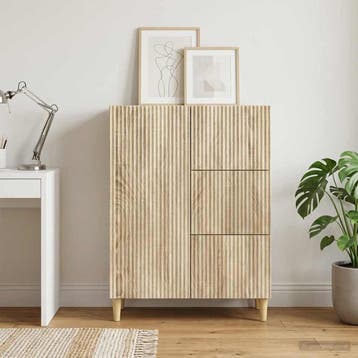 vidaXL Dressoir met lade Sonoma Eiken 66 x 34,5 x 90 cm, Huis en Inrichting, Kasten | Dressoirs, Verzenden, Nieuw