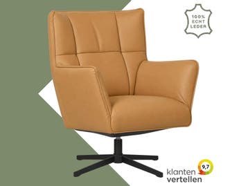 Leren draaifauteuil Lovely - Toledo Camel (bruin), Ophalen of Verzenden