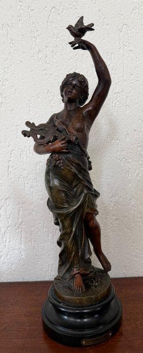 François Moreau (1858-1930) - sculptuur, “ Musique” - 45 cm