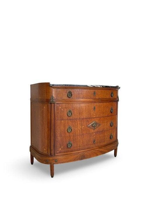 Ladekast - Hout, Messing, Marmer, Mahonie, Antiek en Kunst, Kunst | Designobjecten