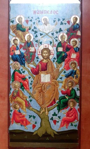 Icoon - Christus de Wijnstok - 12 x 24 cm - Hout