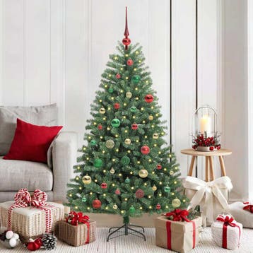 vidaXL Kunstmatige Hinged Kerstboom Groen 150 cm PVC en, Verzenden, Nieuw