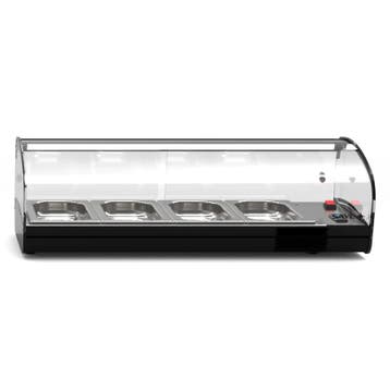 Verwarmde Tapasvitrine | SHARK | Zwart | 4x 1/3 GN | 80°C, Verzenden, Nieuw in verpakking