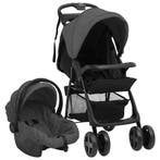 vidaXL Kinderwagen 3-in-1 staal donkergrijs en zwart, Kinderen en Baby's, Verzenden, Nieuw