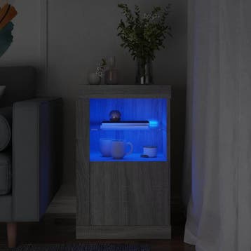 vidaXL Bijzetkast met LED bewerkt hout grijs sonoma, Verzenden
