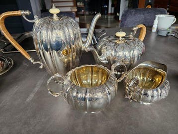 Elkington & Co. - Koffie- en theeservies (4) - .925 zilver -