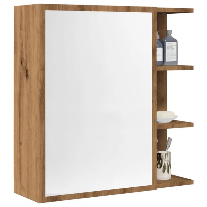 vidaXL Badkamerspiegelkast 62,5x20,5x64 cm bewerkt hout, Huis en Inrichting, Tafels | Kaptafels, Nieuw, Verzenden