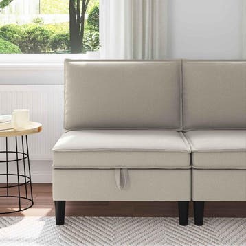 vidaXL Midden Sofa met Opbergruimte Havermout Fluweel, Huis en Inrichting, Verzenden, Nieuw