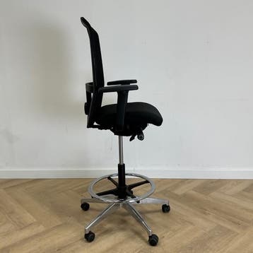 Interstuhl balie / werkstoel + gaasrug, zwart, Ergonomisch, Gebruikt, Zwart, Bureaustoel