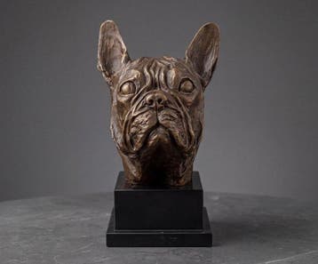 Statue, Exclusieve bronzen buste van een Franse bull dog -