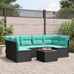 vidaXL 7-delige Loungeset met kussens poly rattan zwart, Verzenden, Loungeset