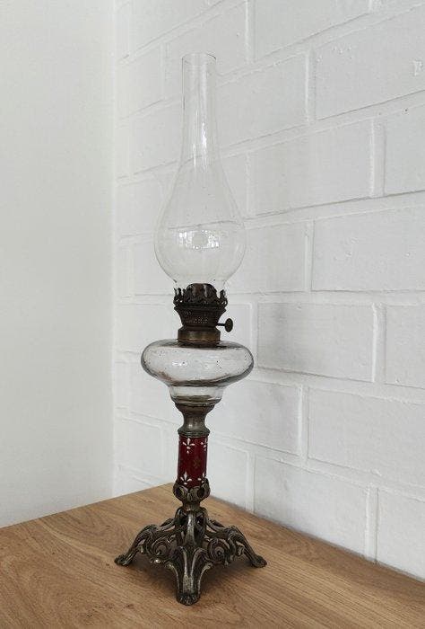 Brevet - Lampe - Lampe à pétrole Art Nouveau - Faïence,, Antiquités & Art, Art | Objets design