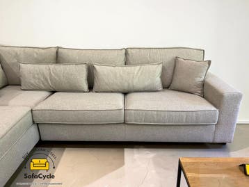 Hoekzetel lichtgrijs in stof, hoek L – overstock, Verzenden