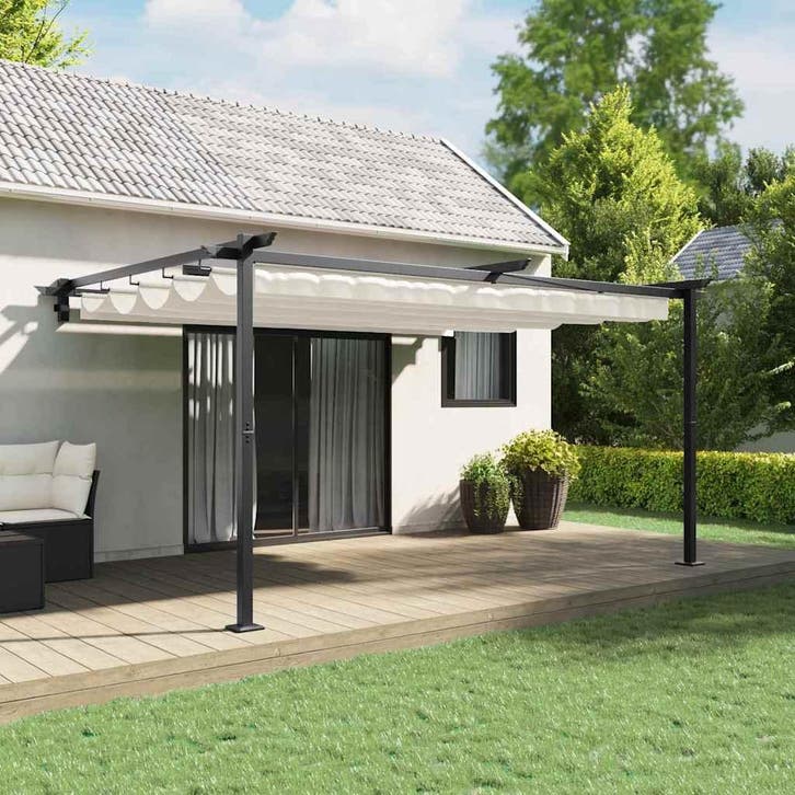 vidaXL Prieel Crème 400 x 300 x 200 cm Polyester, Tuin en Terras, Partytenten, Nieuw, Verzenden