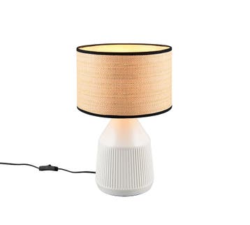 Trio FORMENTERA tafellamp | E27 Fitting | wit mat met natuur, Verzenden, Nieuw