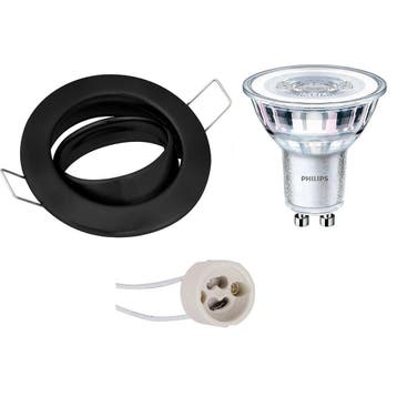 LED Spot Set 6W - Kantelbare Ronde Inbouwspot Mat Zwart GU10, Verzenden