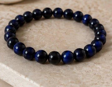 Zeldzame Blauwe Tijgeroog Kralen Stretcharmband – 10 mm
