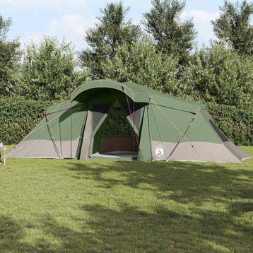 vidaXL Familietent 6-persoons Groen en Grijs Polyester en, Verzenden
