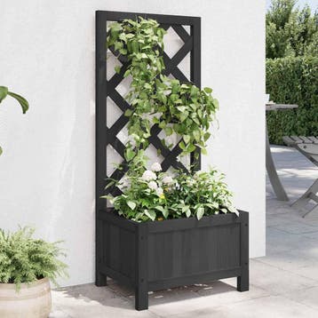 vidaXL Plantenbak met latwerk 40x30x90 cm massief vurenhout, Verzenden