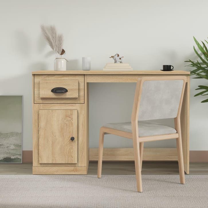 vidaXL Bureau met lade 115x50x75 cm bewerkt hout sonoma, Huis en Inrichting, Bureaus, Nieuw, Verzenden