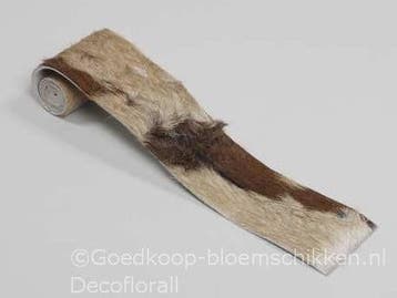 Kunstvel bontje Geit Bruin/Wit 7 cm rol 1 meter, Nieuw