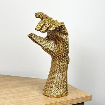 Modern Gold Hand Statue – Abstract Geometric Sculpture,