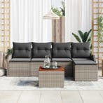 vidaXL Tuinbank Set met kussen 6 pcs Grijs poly rattan, Verzenden, Nieuw