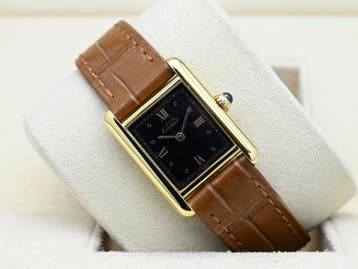 Cartier Tank Ref. 5057001 Year 1992 (Box & Papers), Handtassen en Accessoires, Overige merken, Leer, Polshorloge, Ophalen of Verzenden