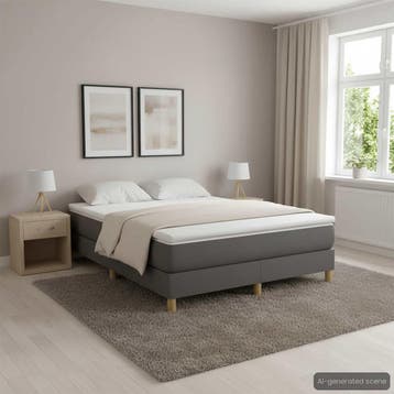 vidaXL Boxspring bed stof donkergrijs 140x200 cm, Verzenden