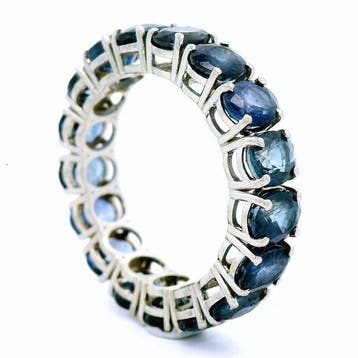 Ring Platina - 8.08ct. tw. Saffier, Nieuw