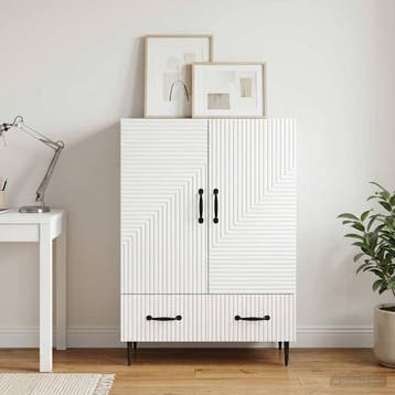 vidaXL Dressoir met lade Hoogglans Wit 66 x 34,5 x 95 cm, Verzenden