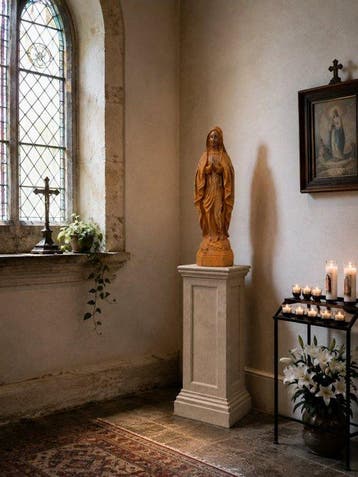 Beeld, heavy metal statue of Saint Mary the virgin - 39 cm -