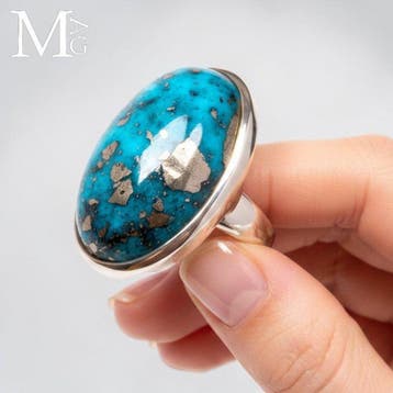 Première qualité turquoise naturelle persane - Bague en