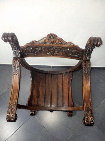 Fauteuil - Walnoot, Kastanje - Fauteuil Savonarole