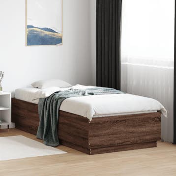 vidaXL Bedframe met LED-verlichting bruin eikenkleur 100x200, Verzenden, Nieuw