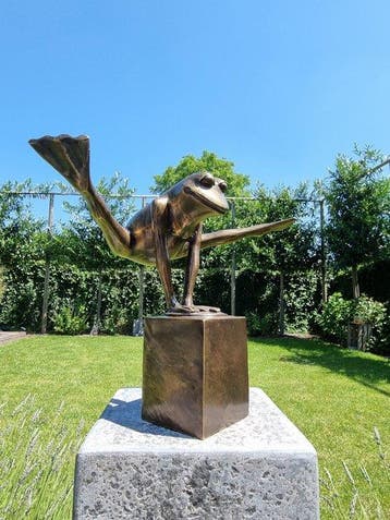 Figurine - Jumping frog - Bronze