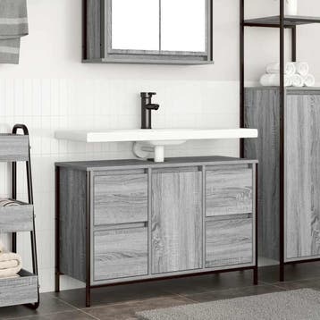vidaXL Wastafelkast met lades 90x34,5x60 cm grijs Sonoma, Verzenden