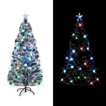 vidaXL Voorverlichte kerstboom met standaard en LED 210 cm, Diversen, Verzenden, Nieuw
