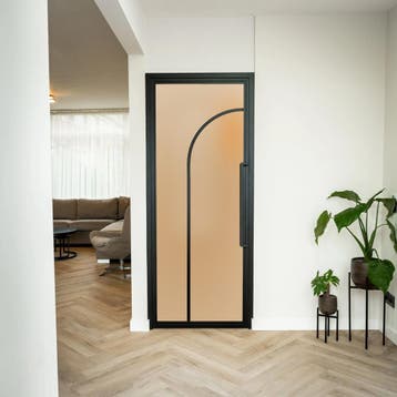Stalen Binnendeur - Zwart - 2 Vlaks rond - Mat glas, Binnendeur